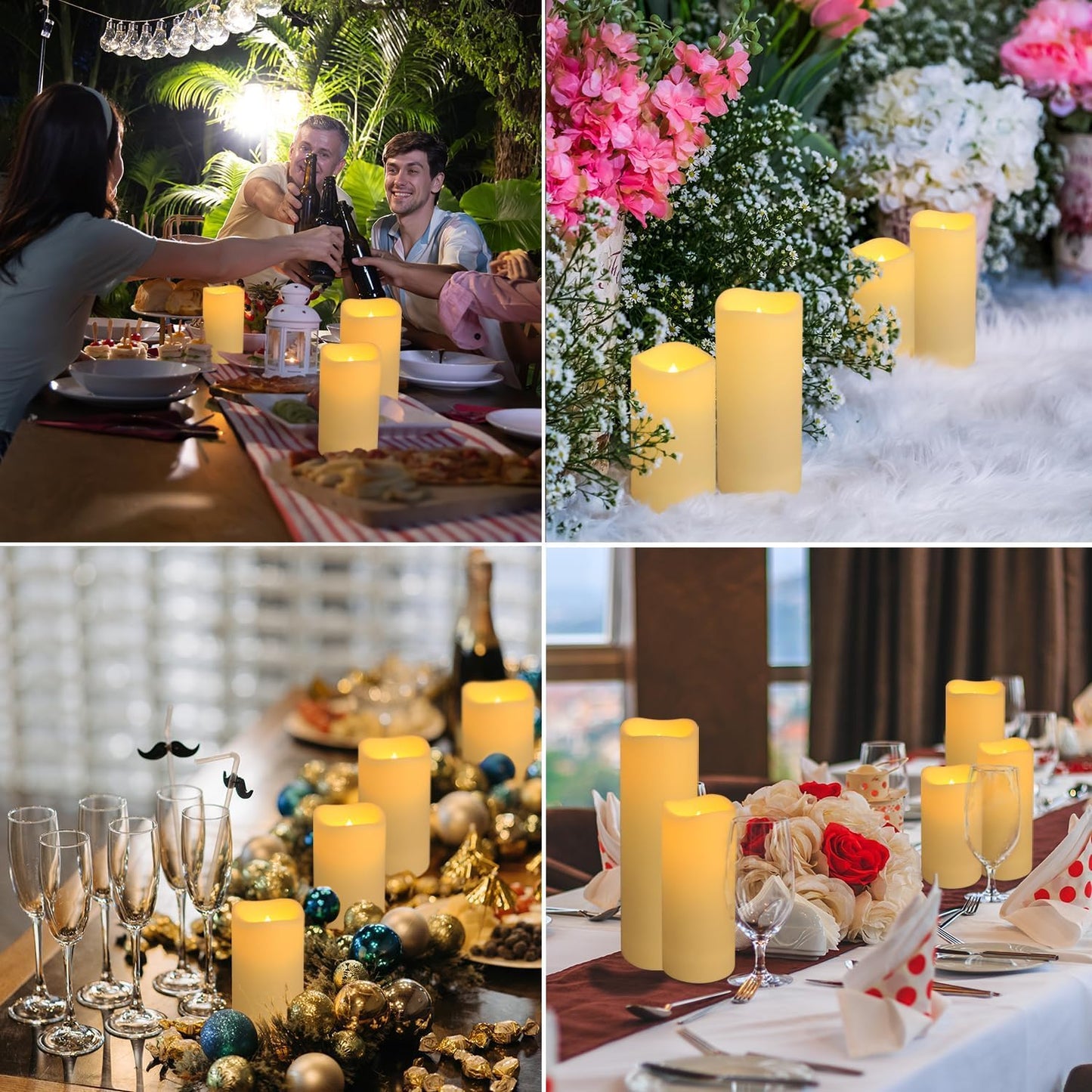 Enpornk Set of 72 Flameless Led Battery Opeated (D2.2'' x H4''5''6'') Waterproof Outdoor Indoor Candles with 10-Key Remotes and Cycling 24 Hours Timer
