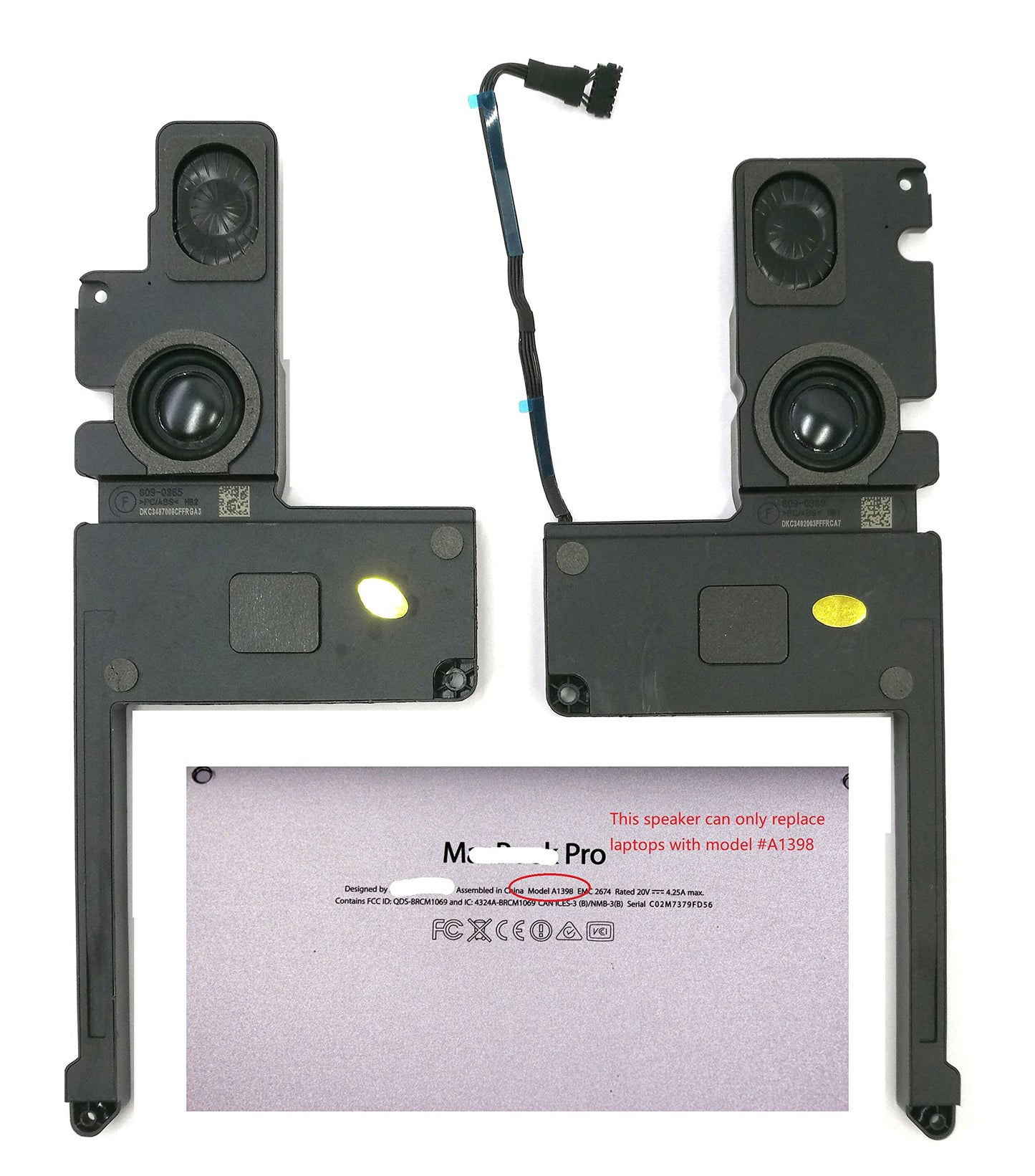 ITTECC Replacement Internal Speaker Left+Right Set Fit for MacBook Pro 15" Unibody Retina A1398 Series (Mid 2012, Early 2013) 2014 2015