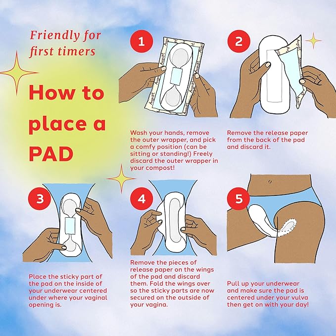 August Organic Cover Menstrual Pads for Women and Anyone Who Menstruates, Super Absorbency, 4 Organic Cotton Super Pads with Wings, Compostable Wrappers, Fragrance Free
