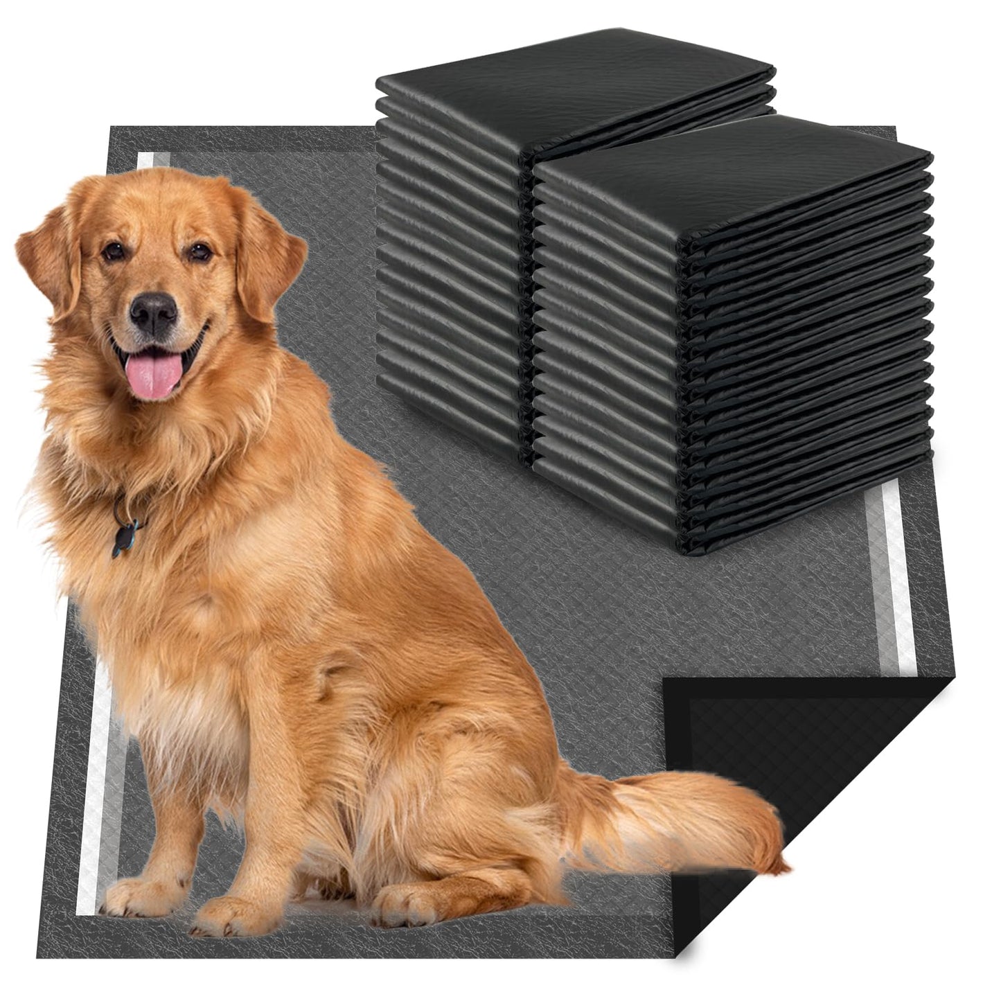 Dogcator Charcoal Dog Pee Pads Extra Large 28“x34”, Puppy Pads XL 30 Count, Potty Pads for Dogs, Disposable Urine Bed Pads for Odor-Control, X-Large Piddle Underpads, Training Liners for Housebreaking