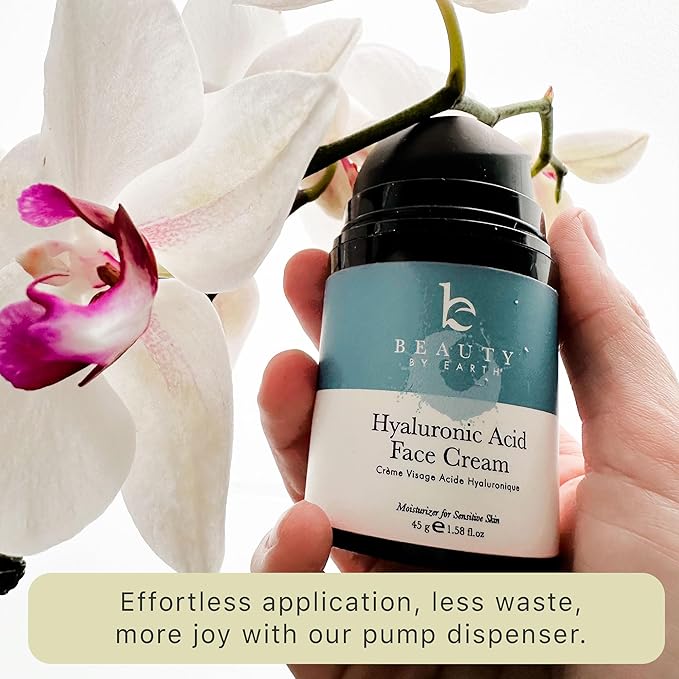 Hyaluronic Acid Moisturizer for Face - USA Made with Organic & Natural Ingredients, Hydrating Anti Aging Face Moisturizer for Dry Skin with Glycerin & Vitamin E, Unscented Anti Wrinkle Cream