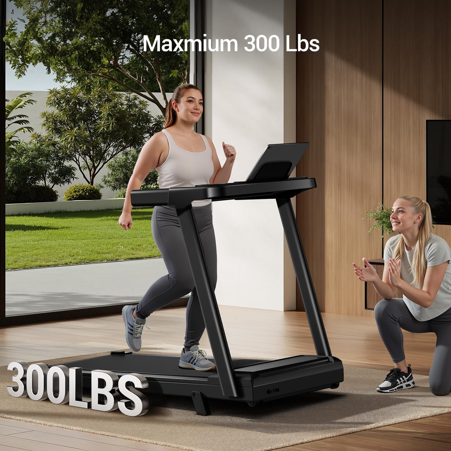 12% Incline Treadmill with Handle, 3-in-1 Portable Treadmills for Home and Office, Foldable Treadmills with 300 Lbs Weight Capacity, 3.0HP Quiet Walking Pad Treadmill, Three Touch Screen
