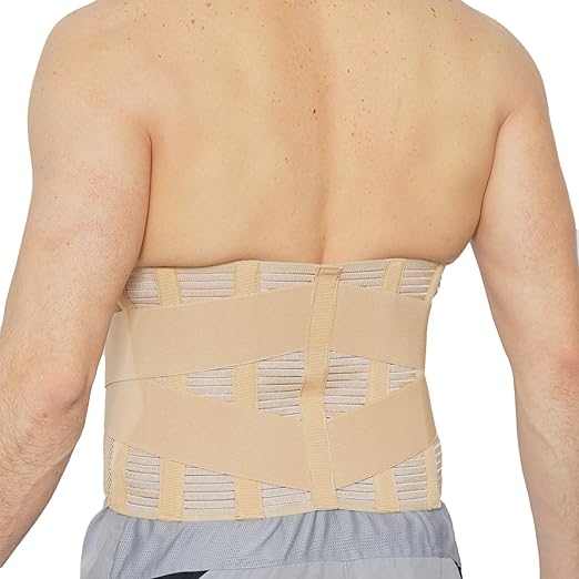 NeoTech Care Adjustable Compression Wide Back Brace Lumbar Support Belt (Charcoal, Size L)