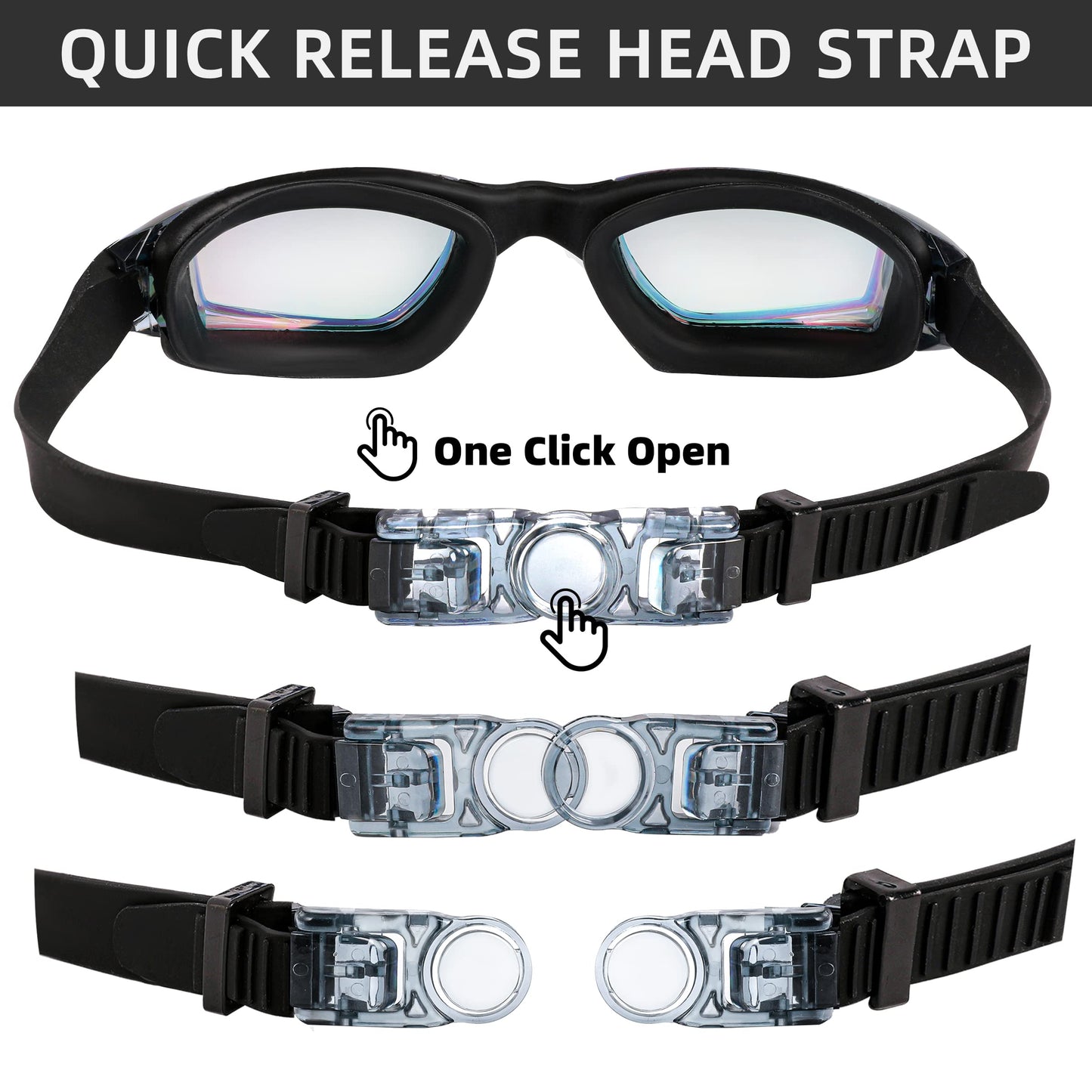 LOCONHA Swim Goggles, 2 Pack Swimming Goggles Anti Fog No Leaking For Adult Women Men Youth (Aqua & Clear Black)