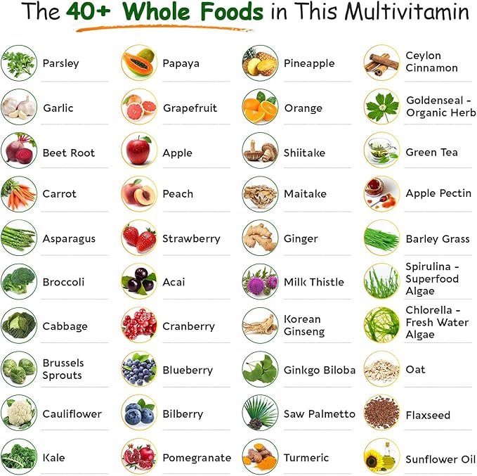 Wholesome Wellness Whole Food Multivitamin for Men - Natural Multi Vitamins, Minerals, Organic Extracts - Vegan Vegetarian - 120 Tablets