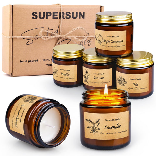6 Pack Candles for Home Scented, Aromatherapy Jar Candles Gift Set for Women, Long Lasting Burn Soy Wax Candle, Scented Candle Gift Set for Birthday Easter Mother's Day