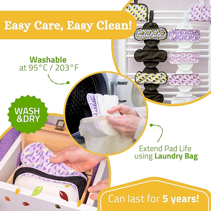 Non-Slip Organic Reusable Panty Liners for Women & Teens (Medium, 7-Pack) – High-Temp Washable Viscose Cloth Liners; Stay Fresh & Dry; for Daily Vaginal Discharge Only; 100% Breathable (no PUL/TPU)