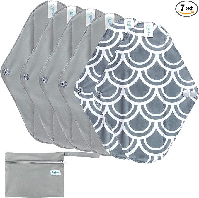 Leekalos Reusable Bamboo Cloth Pads - Light Incontinence Pads - Pack of 6, 1 Cloth Mini Wet Bag