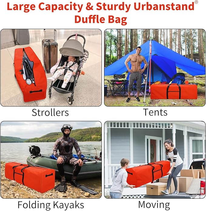 52 Inch Large Duffle Bag for Travel Camping Sport Equipment Storage Bag with 2-way Lockable Zippers Orange