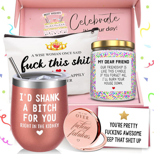 Birthday Gifts for Women Best Friends,Friendship Gifts for Women Her BFF Female Friends Bestie Sister Gift Basket from Sister Lavender Scented Candles 12oz Tumbler