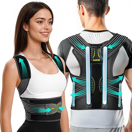 Upright Posture Corrector, Comfortable Lumbar Support Belt with 3D Elastic Kintted Mesh, Upper and Lower Back Pain Relief, Easy to Put on & Take off, Yellow Size L (Upper Waist: 41.3"-47.2")