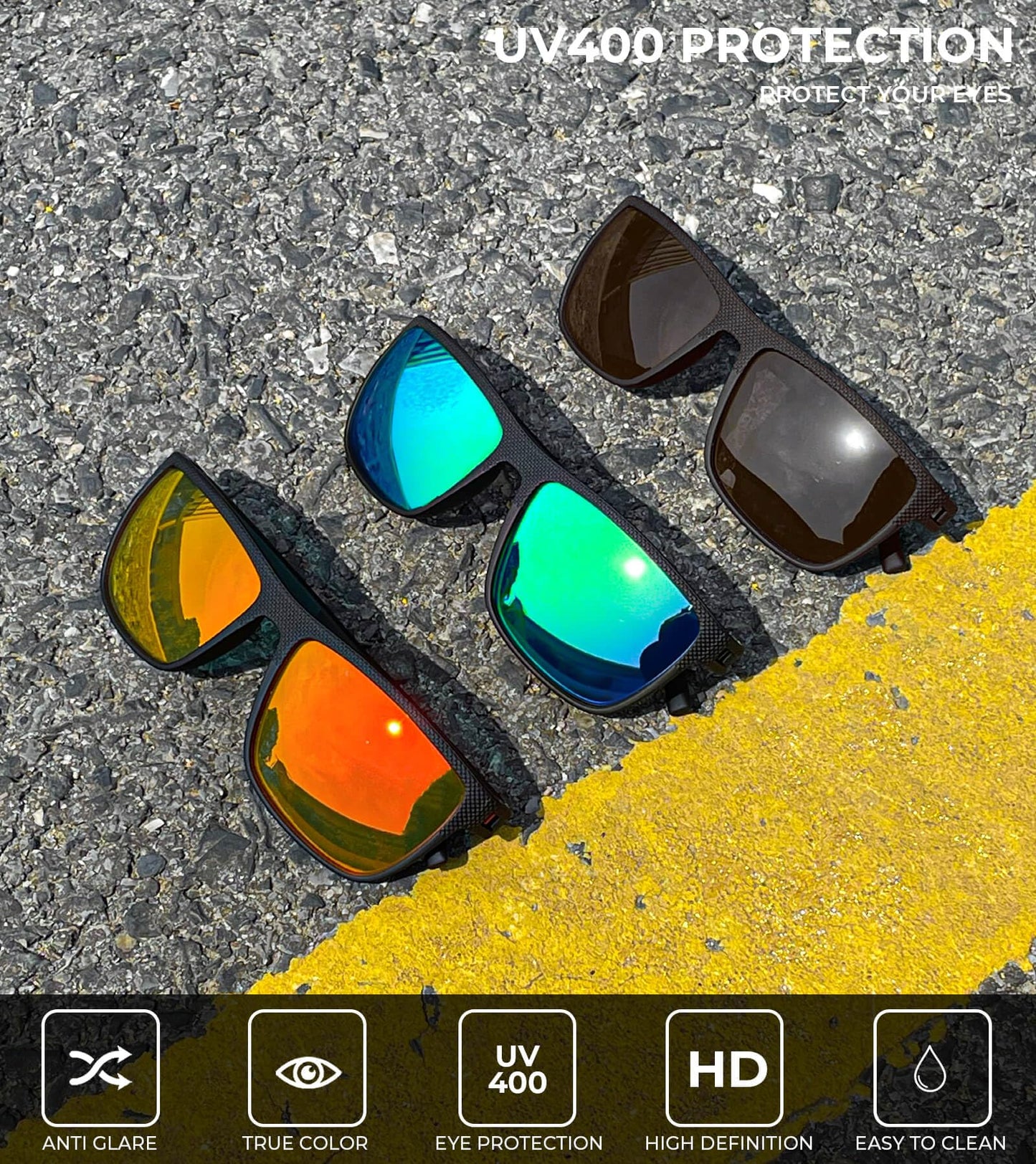 KALIYADI Polarized Sunglasses Men, Lightweight Mens Sunglasses Polarized UV Protection Driving Fishing Golf (Green/Red/Brown)