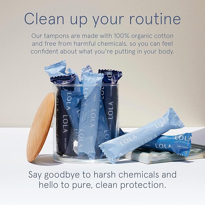 LOLA Organic Cotton Tampons, 8 Count - Light Non-Toxic Tampons, Period Feminine Hygiene Products, HSA FSA Approved Products Feminine Care