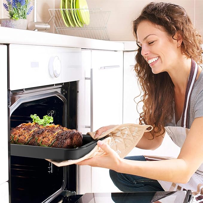 Roasting Pan with Rack-Nonstick Oven Roaster with Removable Grid to Drain Fat and Grease-Healthier Cooking with Kitchen Bakeware by Classic Cuisine