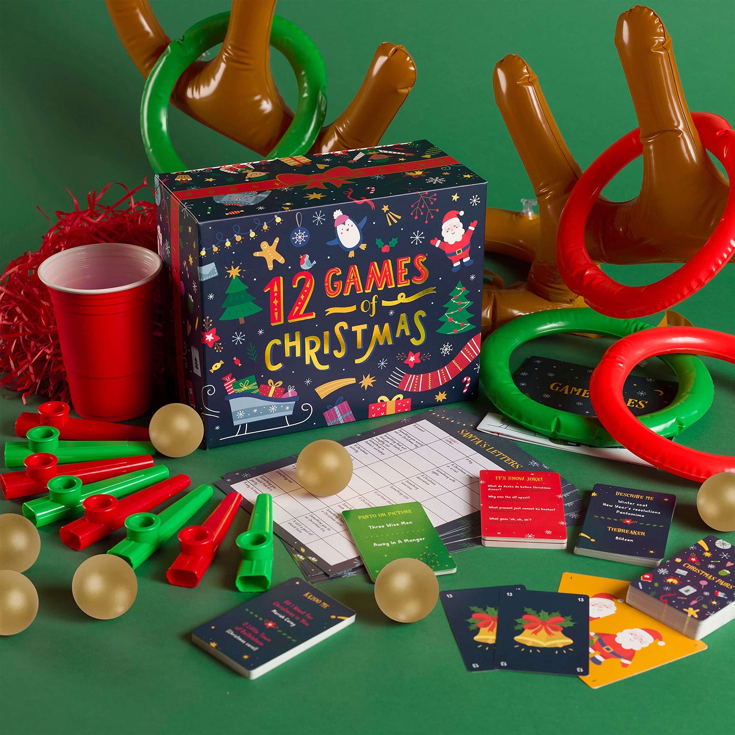 12 Games of Christmas - 12 Hilarious Holiday Activities [Family Party Games Pack for Kids, Teens & Adults] - by Beat That! Game