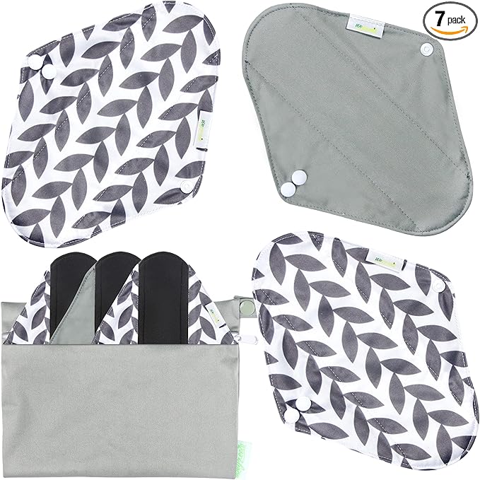 wegreeco Reusable Menstrual Pads - Reusable Sanitary Pads | Reusable Panty Liners | Soft Cloth Menstrual Pads - 6 Pack with 1 Cloth Mini Wet Bag (Medium, Luxury)