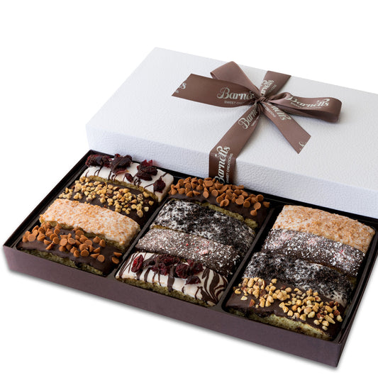 Barnetts 12 Chocolate Biscotti Gift Basket, Gourmet Cookies Gifts for Food Delivery, Ideas for Dad, Husband, Brother, Son, Grandfather, Girlfriend, Grandmother, Daughter, Mother