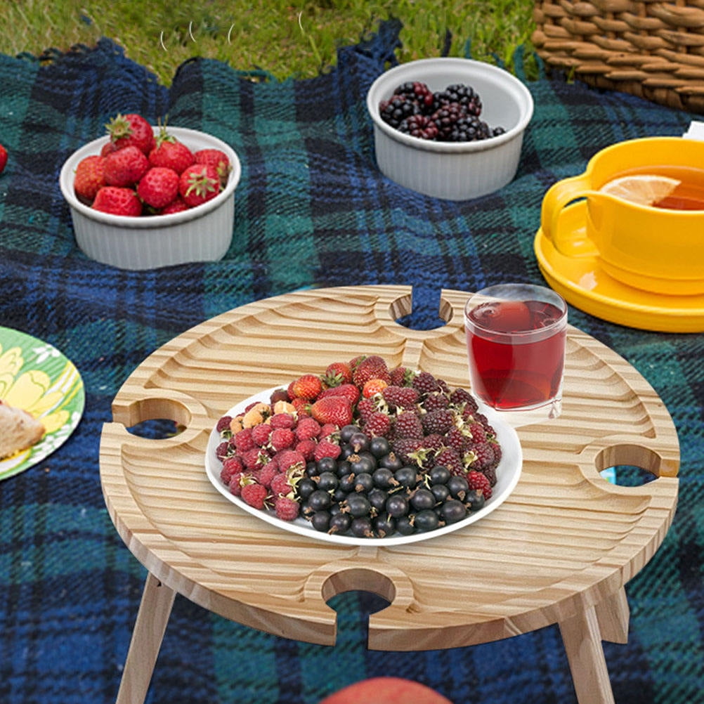PAMINGONO Foldable Table Beach Picnic Table Wood 1Pcs for Beach