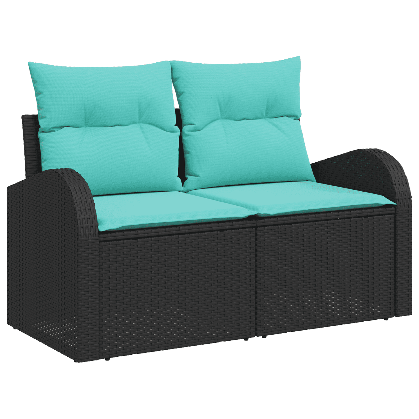 vidaXL 8 Piece Garden Sofa Set with Cushions Black Poly Rattan Acacia