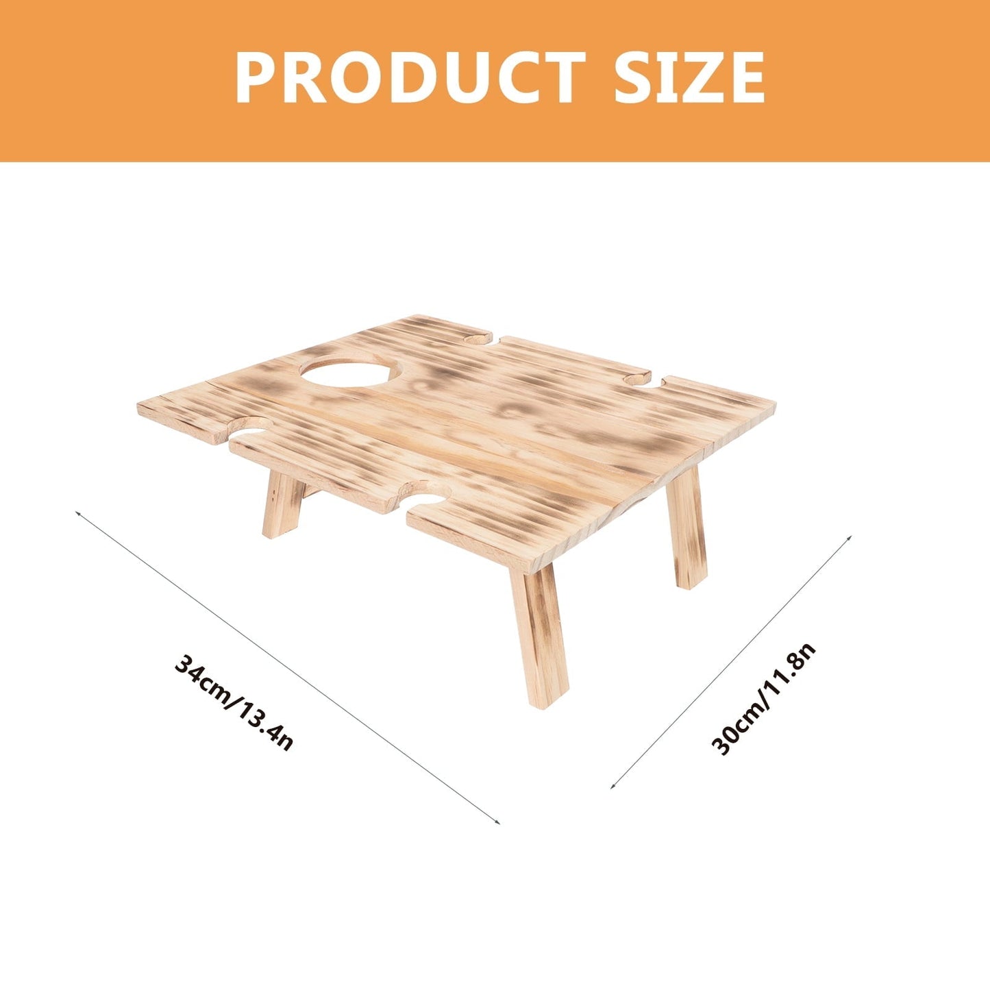TAILTOSS 1Pcs Brown Wooden Stable Folding Table for Outdoor Activities Camping Dining Table 13.36X11.79X5.11in