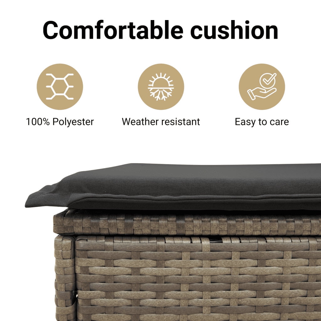 vidaXL Garden Sofa Set Grey PE rattan Large UV-resistant materials