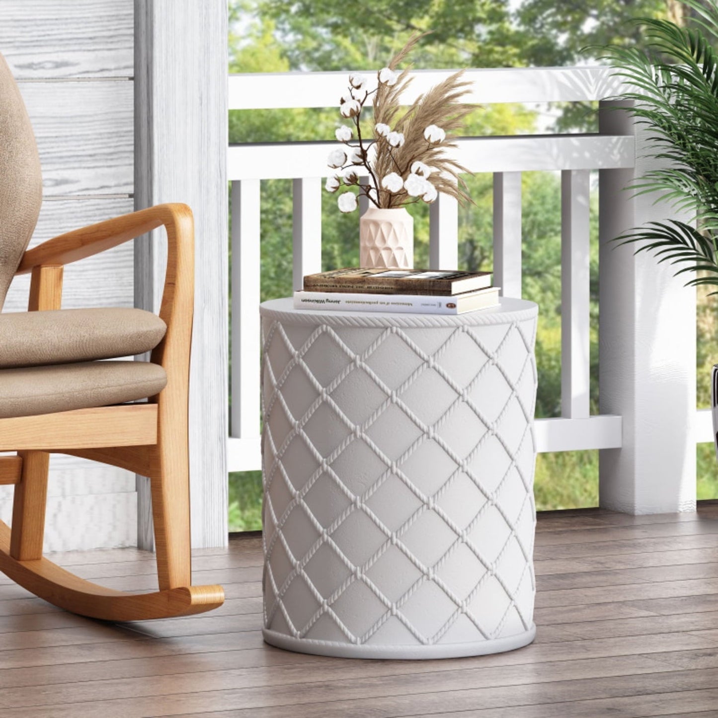 DIANJIE Outdoor White Cylindrical  Casual Chic Coffee Table