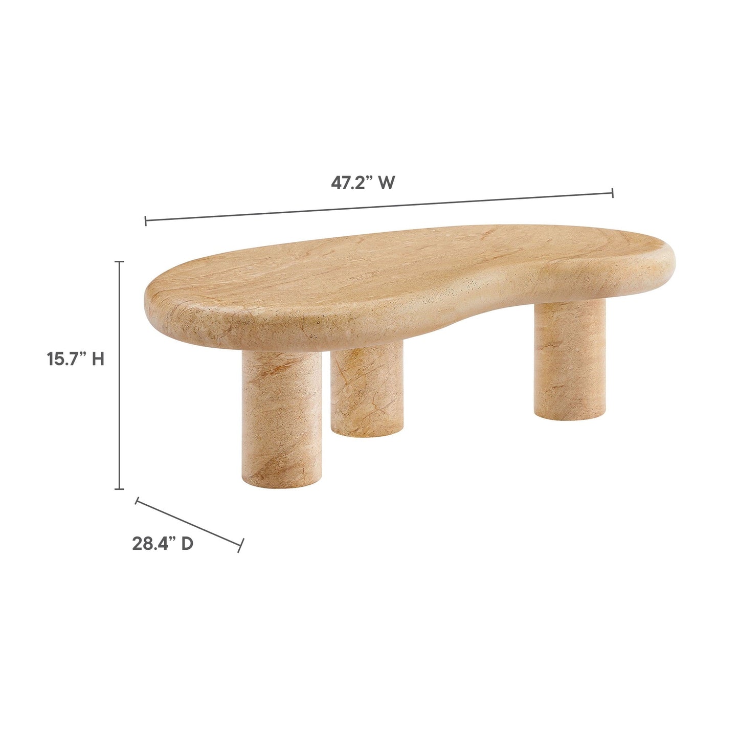 Coffee Side Table, Brown, Faux Stone Concrete, Outdoor Patio Balcony Cafe Bistro Garden Hospitality Restaurant, Modern Contemporary, HB37585
